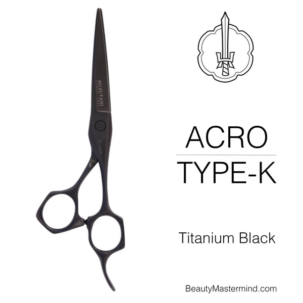 Mizutani Acro Type-K Scissors in Titanium Black from BeautyMastermind.com